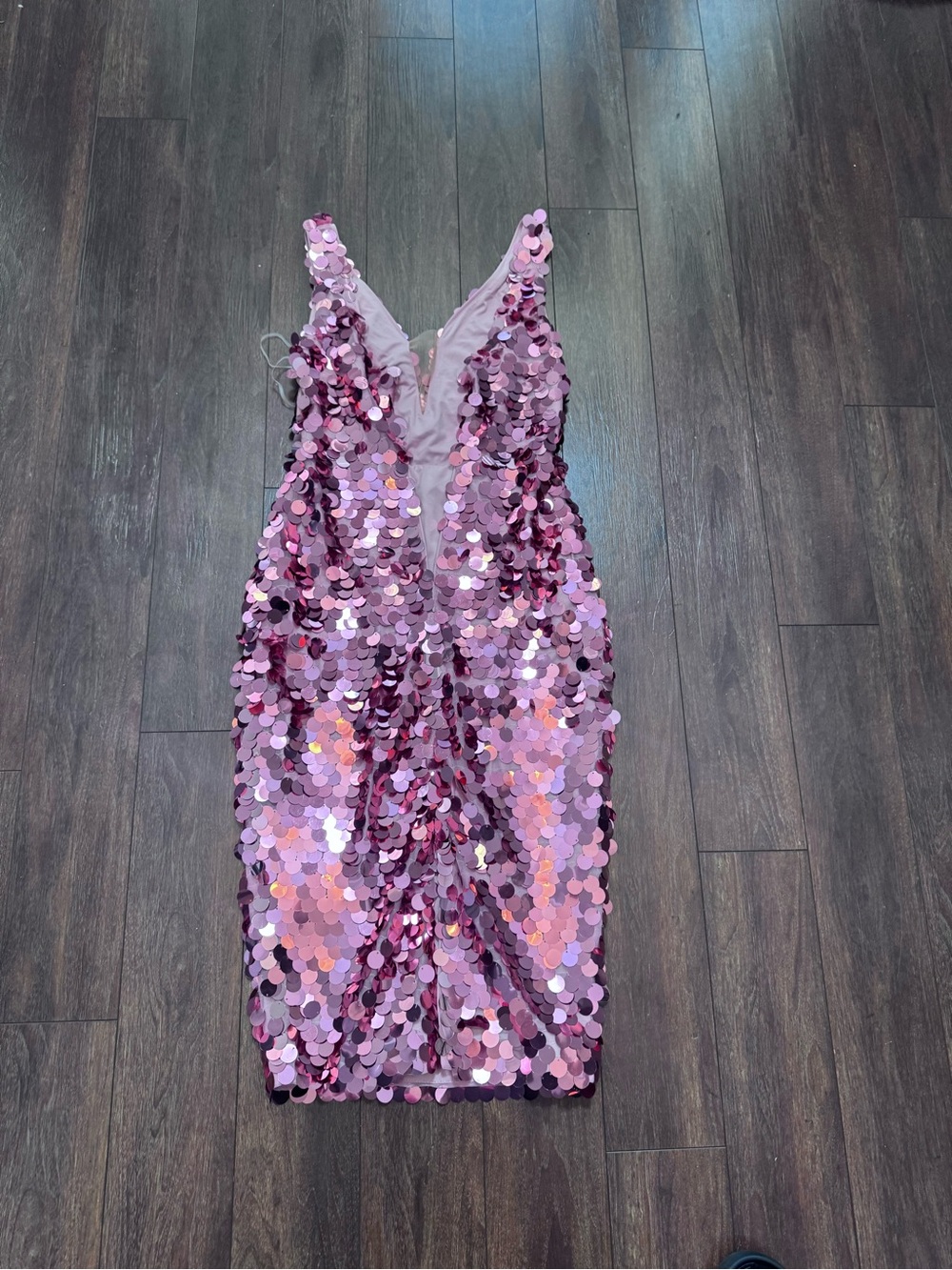 Fashion Nova Pink Sequin V-Neck Bodycon Dress - Picture 2 of 5